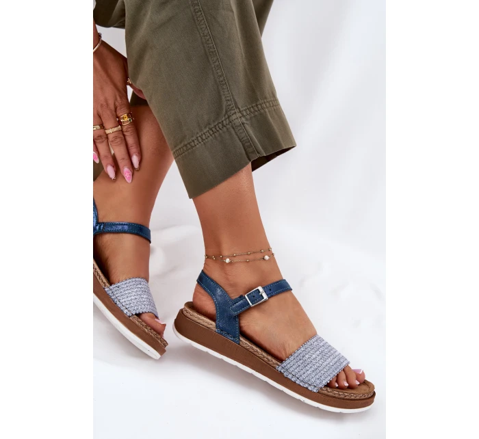 Sandały Damskie Z Plecionką Na Pasku Inblu GS000050 Niebieskie