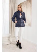 Tmavomodrá dámska prešívaná bunda s kapucňou (16M9106-215)