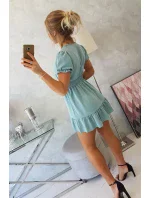 Šaty s vázaným výstřihem do V model 18746801 modré - K-Fashion