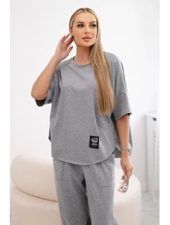 Bavlnená blúzka + nohavice tmavosivá