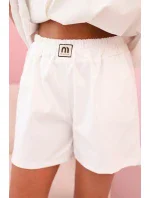 Dámsky set s volánom - blúzka s krátkym rukávom a šortky s gumičkou ecru