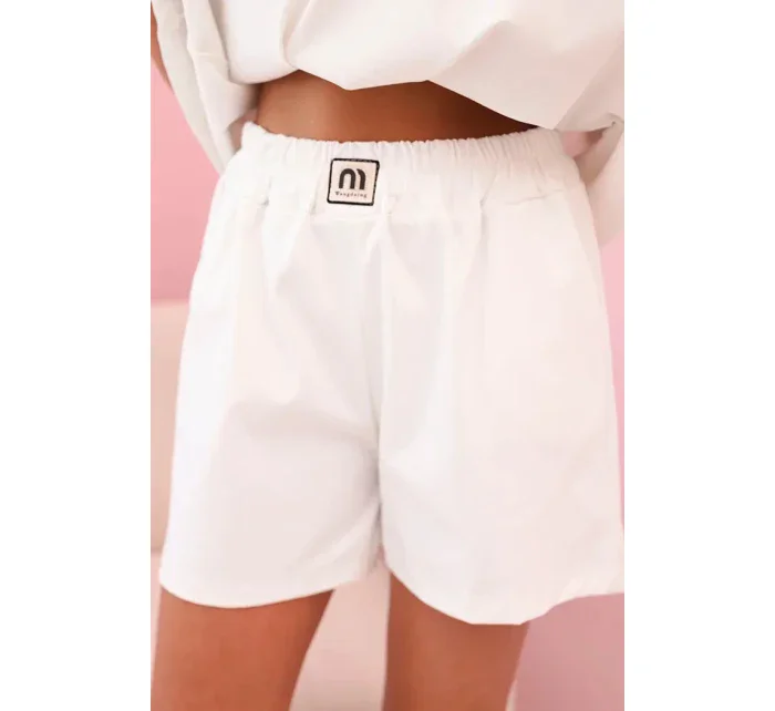 Dámsky set s volánom - blúzka s krátkym rukávom a šortky s gumičkou ecru