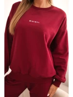 Dámska bavlnená súprava s potlačou Minimal burgundy