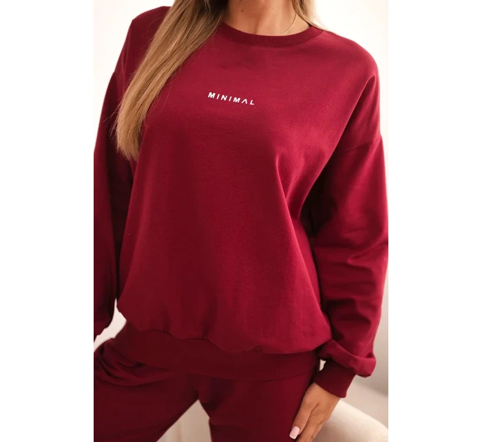 Dámska bavlnená súprava s potlačou Minimal burgundy