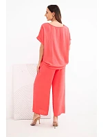 Dámsky viskózový set blúzky s krátkym rukávom a širokých nohavíc malinová