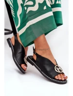 Ploché Elegantní Sandály S Dekorací Černé model 21685756 - Boto