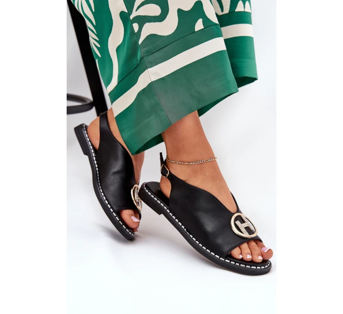 Ploché Elegantní Sandály S Dekorací Černé model 21685756 - Boto