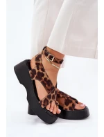 Dámské Sandály Na Platformě A Klínu V  Hnědé model 21688739 - Boto