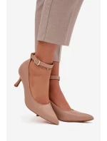 Lodičky s páskem tmavě béžové model 21757649 - Boto