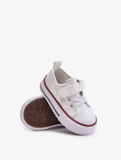 Detské plátenné tenisky na suchý zips Daloma White