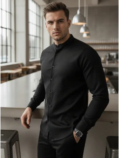 Pánská černá košile SLIM FIT se stojáčkem Dstreet model 21981610 - FashionStreet