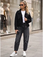Dámska oversize prechodová bunda so stojáčikom, čierna, FashionStreet TY6090