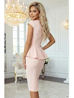 model 22038814 Elegantní semišové midi šaty s kosticí pudrově růžové - numoco model 22038814 Elegantní semišové midi šaty s kosticí pudrově růžové - numoco