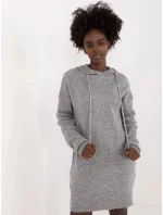 Šedé pletené šaty s kapucňou (0582)