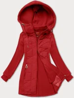 Tmavě červená rozepínací dámská mikina z různých spojených materiálů model 20722433 - LHD Tmavě červená rozepínací dámská mikina z různých spojených materiálů model 20722433 - LHD