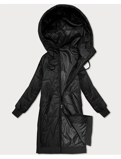 Rovná bunda s ozdobným prešívaním S'West black (B8393-1)
