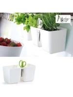 Kvetináč s bylinkami TWINS CUBE WITH CUTLERY WHITE