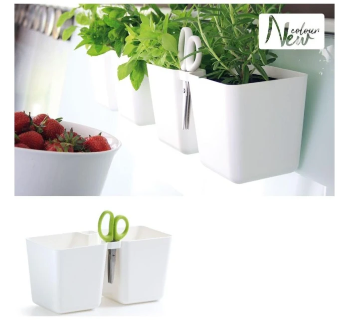 Kvetináč s bylinkami TWINS CUBE WITH CUTLERY WHITE