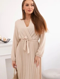 Šaty se  lemem béžový model 21908519 - K-Fashion