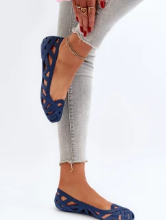 Damskie Gumowe Baleriny Granatowe Salam