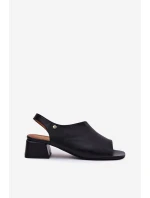 Kožené Dámské Sandály Na Klínku model 21697483 Černé - Maciejka