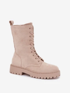 Botki Workery Damskie Ocieplane Beżowe Marvielle
