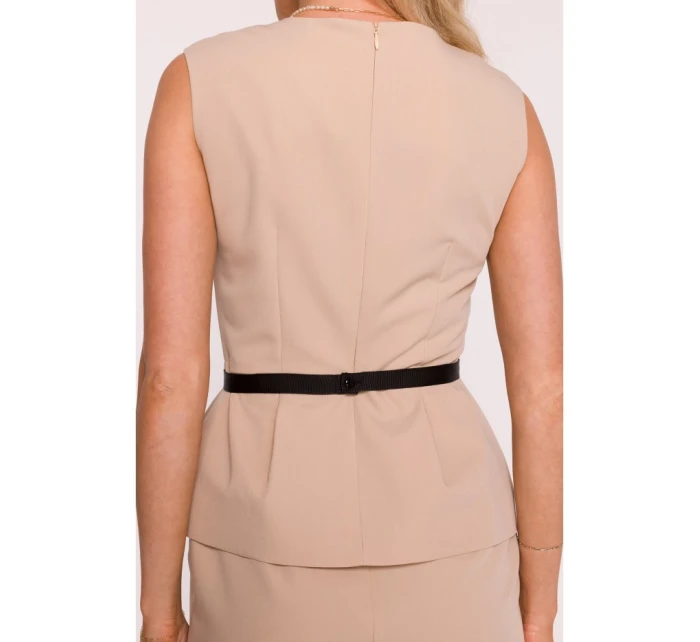 S427 Peplum šaty - béžové