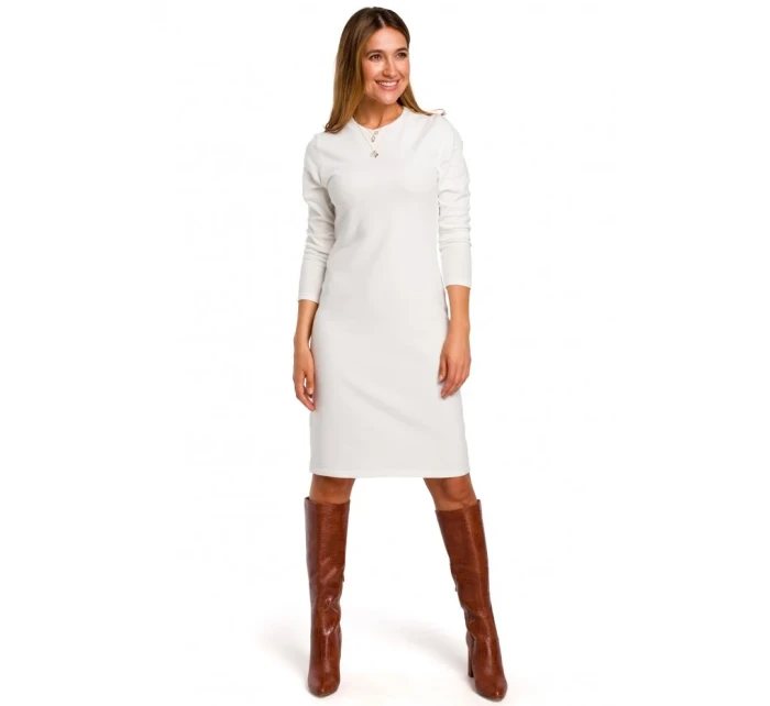 S178 Svetrové šaty s dlhými rukávmi - ecru