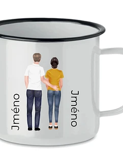 Personalizovaný retro plechový pohár s párom