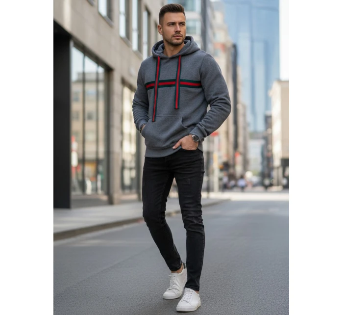 Pánska tmavosivá mikina FashionStreet BX5937 Pánska tmavosivá mikina FashionStreet BX5937