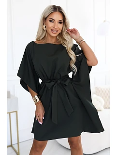 SOFIA Dámské šaty typu s vázáním v pase – tmavě khaki model 22349681 - numoco