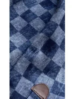 Tmavomodrá športová dámska kockovaná mikina (amg-62)