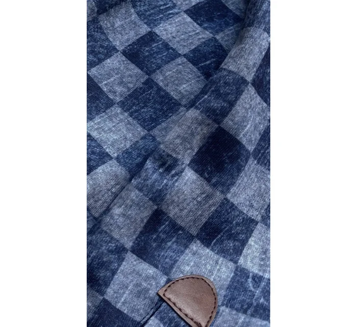 Tmavomodrá športová dámska kockovaná mikina (amg-62)