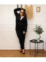 Čierna dámska tepláková súprava plus size s kapucňou na zips (8216)