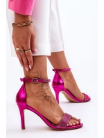 Damskie Sandały Na Szpilce Z Dżetami Fuksja Perfecto