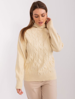 Svetlý béžový dámsky sveter s káblami