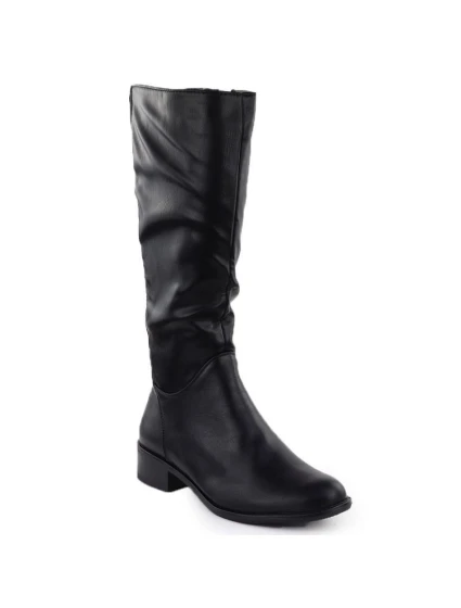 Dámské černé kožené boty model 21905312 - JEZZI