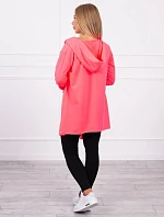Voľná bunda s kapucňou ružová neónová