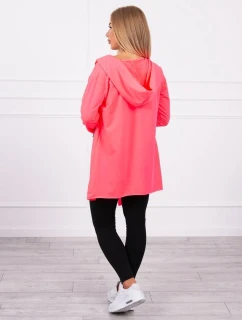 Voľná bunda s kapucňou ružová neónová