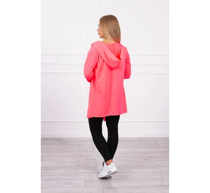 Voľná bunda s kapucňou ružová neónová Voľná bunda s kapucňou ružová neónová