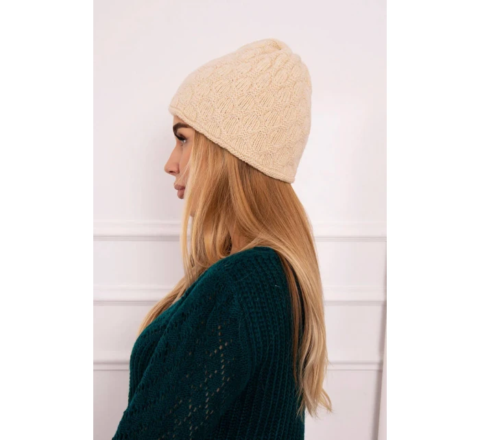 Čepice světle béžová model 18750043 - K-Fashion Čepice světle béžová model 18750043 - K-Fashion
