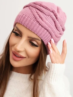 Dámská zimní čepice z vlny s ozdobným vzorem model 21725340 světle fialová - K-Fashion