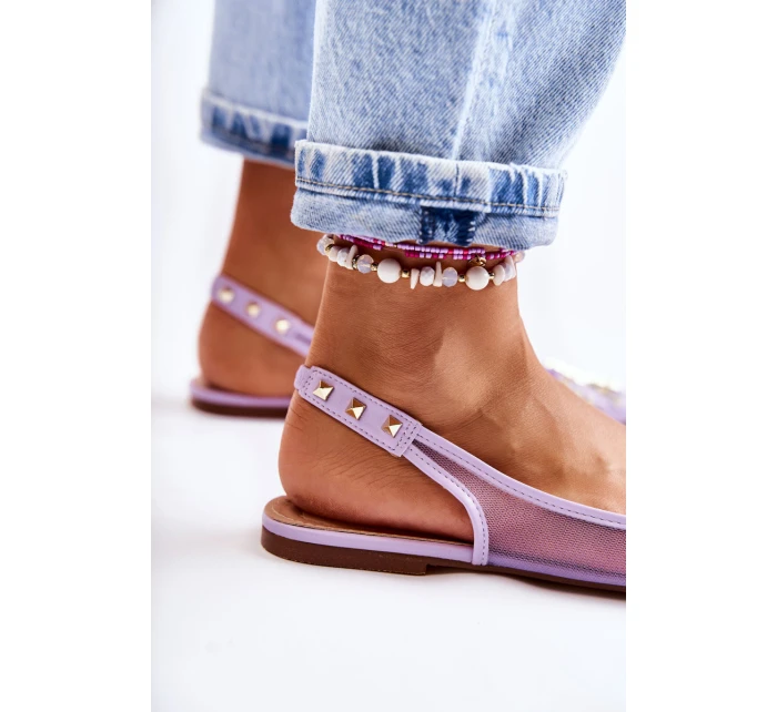 Damskie Baleriny Z Ćwiekami Fioletowe Kinley