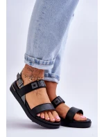 Damskie Płaskie Sandały Big Star LL274938 Czarne