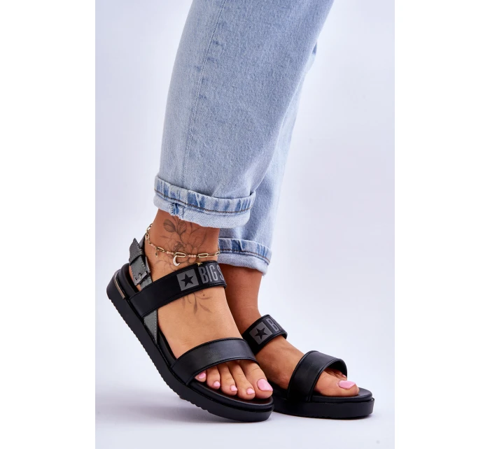 Damskie Płaskie Sandały Big Star LL274938 Czarne