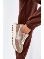 Dámské Sportovní Boty Z Semiše Na Platformě model 21686699 Béžové - VINCEZA