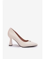 Eleganckie Czółenka Na Rozszerzanej Szpilce Vinceza 62222 Beżowe