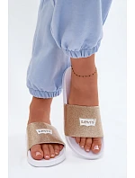 Dětské pantofle LEVI'S VPOL0251S-3923 Zlaté s brokátom