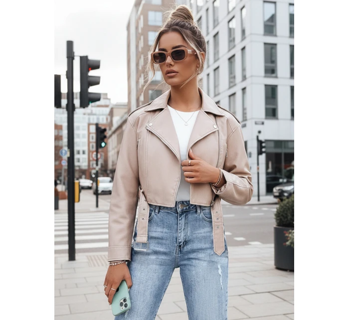 Dámská kožená bunda beige Dstreet model 21976903 - FashionStreet Dámská kožená bunda beige Dstreet model 21976903 - FashionStreet