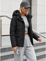 Kurtka damska zimowa pikowana z kapturem czarna model 22350701 - FashionStreet Kurtka damska zimowa pikowana z kapturem czarna model 22350701 - FashionStreet